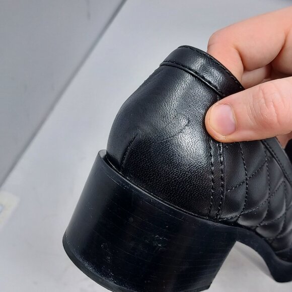 CHANEL Heart Interlocking CC Quilted Black Leather Block Heel Shoe - Picture 12 of 15